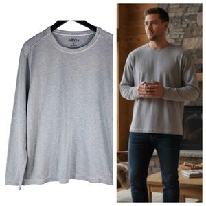Orvis Classic Collection Shirt Tee Long Sleeve Mens XL Gray Striped Base Layer